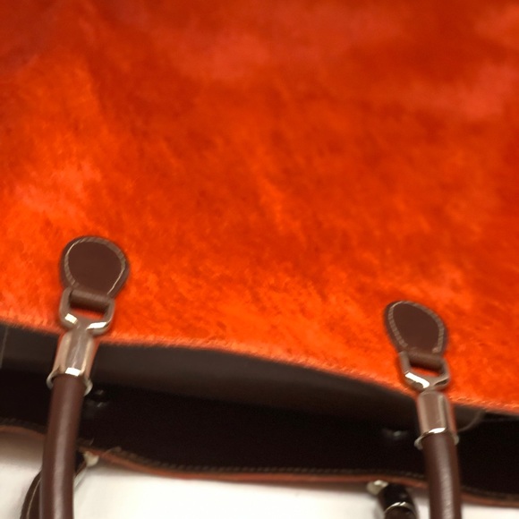 ORANGE ANIMAL SKIN - BROWN LEATHER TOTE - Picture 6 of 8